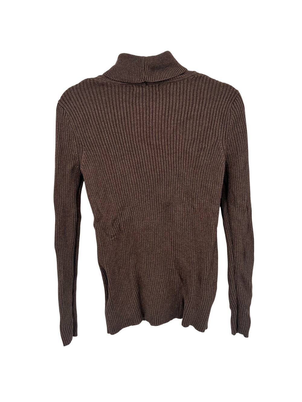 Relativity Taupe Brown 100% Cotton Turtleneck Knit Sweater L